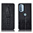 Leather Case Stands Flip Cover Holder H03P for Motorola Moto G31 Black