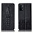 Leather Case Stands Flip Cover Holder H03P for OnePlus Nord N200 5G Black