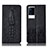 Leather Case Stands Flip Cover Holder H03P for Vivo iQOO 8 5G Black