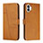 Leather Case Stands Flip Cover Holder H03X for Nothing Phone 1 Light Brown