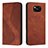 Leather Case Stands Flip Cover Holder H03X for Xiaomi Poco X3 NFC Brown