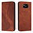 Leather Case Stands Flip Cover Holder H03X for Xiaomi Poco X3 Pro Brown