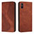 Leather Case Stands Flip Cover Holder H03X for Xiaomi Redmi 9i Brown