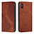Leather Case Stands Flip Cover Holder H03X for Xiaomi Redmi 9i Brown