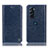 Leather Case Stands Flip Cover Holder H04P for Motorola Moto Edge Plus (2022) 5G Blue