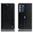 Leather Case Stands Flip Cover Holder H04P for Motorola Moto G200 5G Black