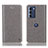 Leather Case Stands Flip Cover Holder H04P for Motorola Moto G200 5G Gray