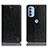 Leather Case Stands Flip Cover Holder H04P for Motorola Moto G31 Black