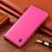 Leather Case Stands Flip Cover Holder H04P for Motorola Moto G42 Hot Pink