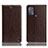 Leather Case Stands Flip Cover Holder H04P for Motorola Moto G50 Brown