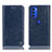 Leather Case Stands Flip Cover Holder H04P for Motorola Moto G51 5G Blue