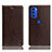 Leather Case Stands Flip Cover Holder H04P for Motorola Moto G51 5G Brown