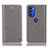 Leather Case Stands Flip Cover Holder H04P for Motorola Moto G51 5G Gray