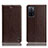Leather Case Stands Flip Cover Holder H04P for Oppo A55S 5G Brown