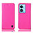 Leather Case Stands Flip Cover Holder H04P for Oppo A58x 5G Hot Pink