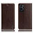 Leather Case Stands Flip Cover Holder H04P for Oppo A76 Brown