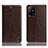 Leather Case Stands Flip Cover Holder H04P for Oppo F19 Pro+ Plus 5G Brown