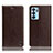 Leather Case Stands Flip Cover Holder H04P for Oppo Reno6 5G Brown
