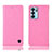 Leather Case Stands Flip Cover Holder H04P for Oppo Reno6 5G Pink