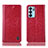 Leather Case Stands Flip Cover Holder H04P for Oppo Reno6 5G Red