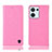 Leather Case Stands Flip Cover Holder H04P for Oppo Reno8 5G Pink
