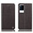 Leather Case Stands Flip Cover Holder H04P for Vivo iQOO 8 5G Brown