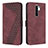 Leather Case Stands Flip Cover Holder H04X for Xiaomi Redmi 9 Prime India Red Wine