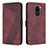 Leather Case Stands Flip Cover Holder H04X for Xiaomi Redmi Note 9 Red Wine