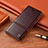 Leather Case Stands Flip Cover Holder H05P for Motorola Moto G20 Brown