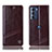 Leather Case Stands Flip Cover Holder H05P for Motorola Moto G200 5G Brown