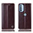 Leather Case Stands Flip Cover Holder H05P for Motorola Moto G41 Brown