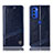 Leather Case Stands Flip Cover Holder H05P for Motorola Moto G51 5G Blue
