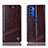 Leather Case Stands Flip Cover Holder H05P for Motorola Moto G51 5G Brown