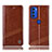 Leather Case Stands Flip Cover Holder H05P for Motorola Moto G51 5G Light Brown