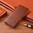 Leather Case Stands Flip Cover Holder H05P for Motorola Moto G62 5G Light Brown