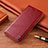 Leather Case Stands Flip Cover Holder H05P for Motorola Moto G62 5G Red