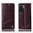 Leather Case Stands Flip Cover Holder H05P for OnePlus Nord N300 5G Brown