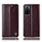 Leather Case Stands Flip Cover Holder H05P for Oppo A55S 5G Brown