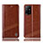 Leather Case Stands Flip Cover Holder H05P for Oppo F19 Pro+ Plus 5G Light Brown