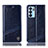 Leather Case Stands Flip Cover Holder H05P for Oppo Reno6 5G Blue