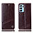 Leather Case Stands Flip Cover Holder H05P for Oppo Reno6 5G Brown