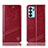 Leather Case Stands Flip Cover Holder H05P for Oppo Reno6 5G Red