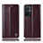 Leather Case Stands Flip Cover Holder H05P for Oppo Reno7 Z 5G Brown