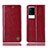 Leather Case Stands Flip Cover Holder H05P for Vivo iQOO 8 Pro 5G Red