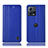 Leather Case Stands Flip Cover Holder H06P for Motorola Moto Edge 30 Fusion 5G Blue