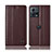 Leather Case Stands Flip Cover Holder H06P for Motorola Moto Edge 30 Fusion 5G Brown