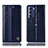Leather Case Stands Flip Cover Holder H06P for Motorola Moto G200 5G Blue