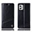 Leather Case Stands Flip Cover Holder H06P for Motorola Moto G32 Black