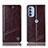 Leather Case Stands Flip Cover Holder H06P for Motorola Moto G41 Brown