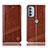 Leather Case Stands Flip Cover Holder H06P for Motorola Moto G41 Light Brown